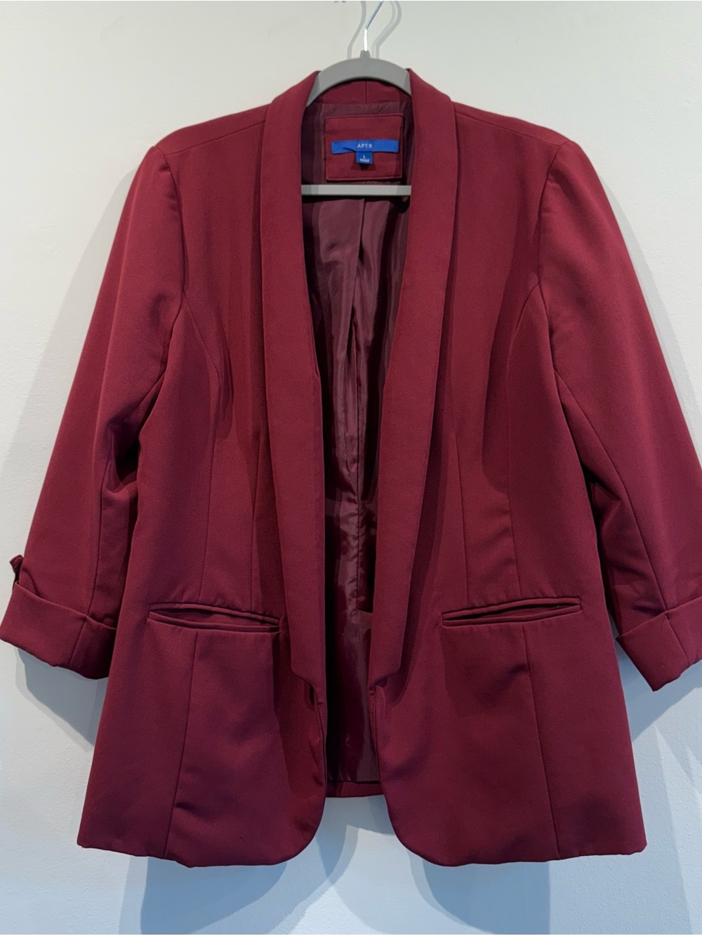 Apt. 9 Women's Burgundy Open-Front Blazer